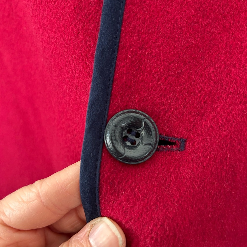 Vintage TABI 90’s Red Reversible Navy Blue Gingham Casual Wool Lightweight Coat - Picture 6 of 8